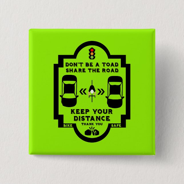 Bóton Quadrado 5.08cm Sensibilização para a segurança rodoviária (Frente)