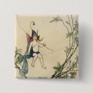 Bóton Quadrado 5.08cm Sentado no fio de uma aranha