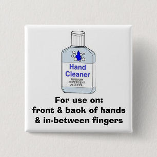 Bóton Quadrado 5.08cm Sentidos do Sanitizer da mão