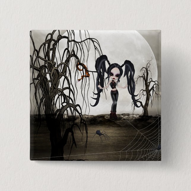 Bóton Quadrado 5.08cm Sepia Gótico Girl (Frente)