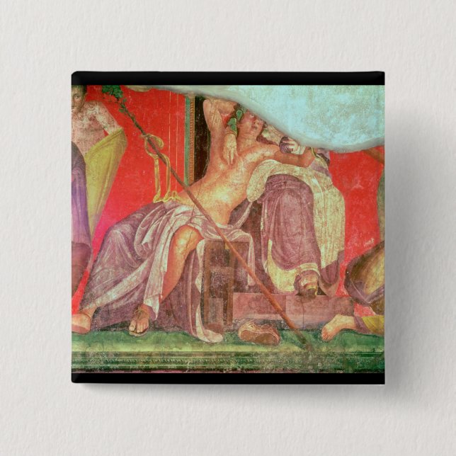 Bóton Quadrado 5.08cm Séquito Dionysian com Dionysus (Frente)