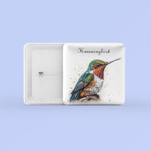 Bóton Quadrado 5.08cm Serenata de Hummingbird, personalizada