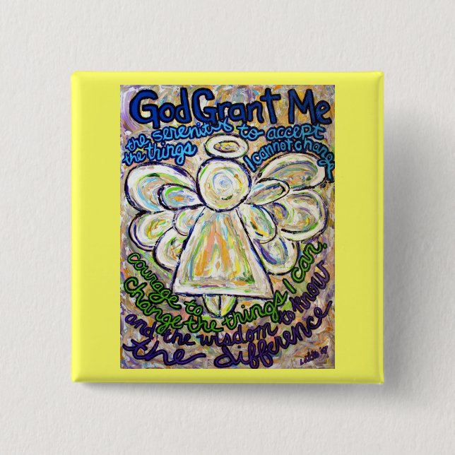 Bóton Quadrado 5.08cm Serenity Prayer Art Painting (Frente)