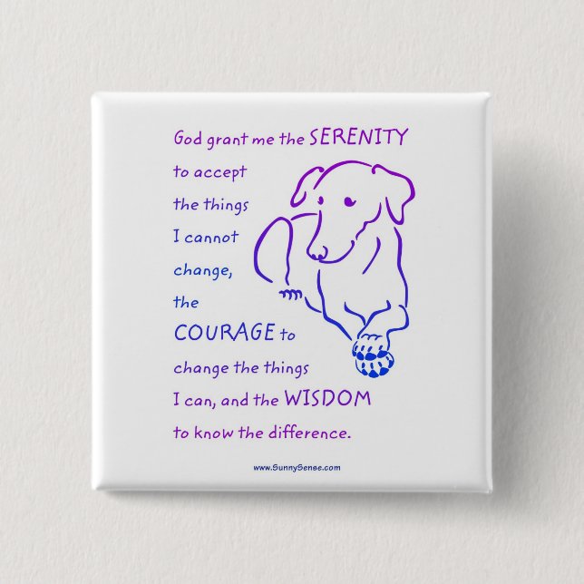 Bóton Quadrado 5.08cm Serenity Prayer w/Dog (Frente)