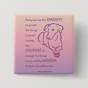 Bóton Quadrado 5.08cm Serenity Prayer w/Dog buttons
