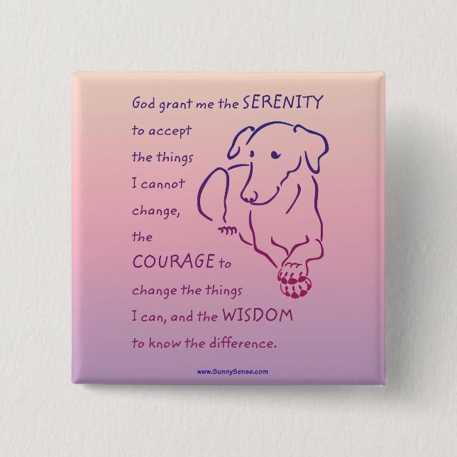 Bóton Quadrado 5.08cm Serenity Prayer w/Dog buttons (Frente)