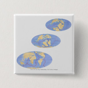 Bóton Quadrado 5.08cm Série de ilustrações da terra