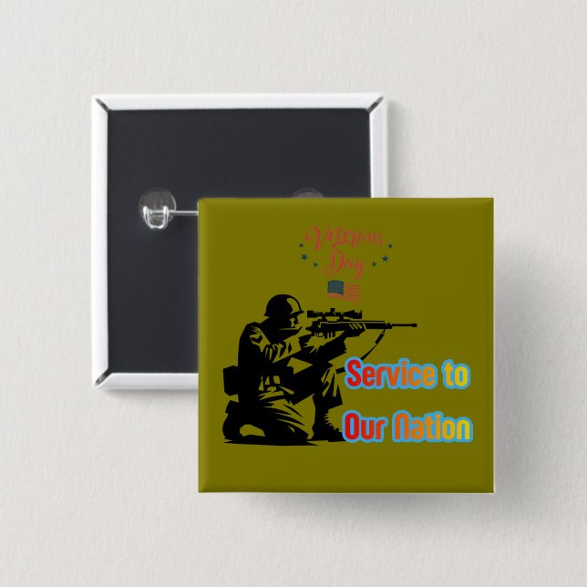 Bóton Quadrado 5.08cm Service To Nation olive (Frente & Verso)