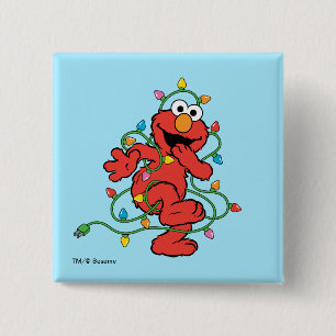 Bóton Quadrado 5.08cm Sesame Street Luzes de Natal do Elmo