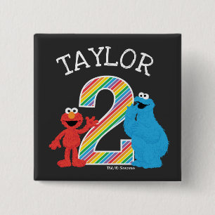 Bóton Quadrado 5.08cm Sesame Street Pals Chalkboard segundo aniversário