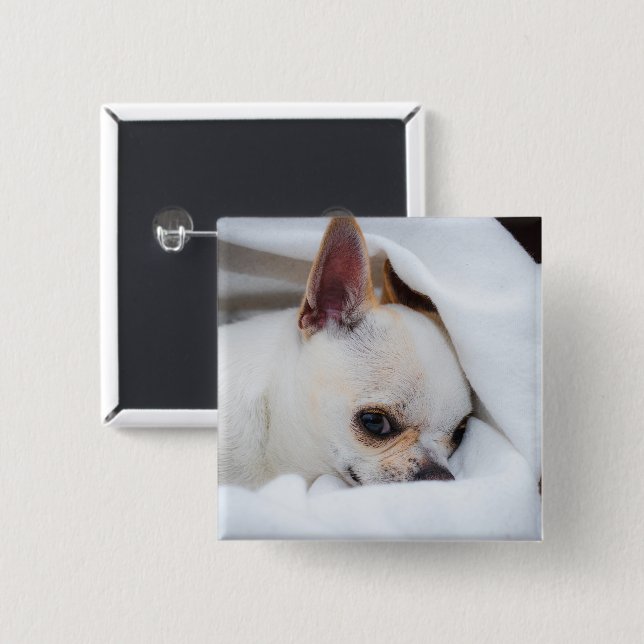 Bóton Quadrado 5.08cm Seu cachorro pet filhote de cachorro foto personal (Frente & Verso)