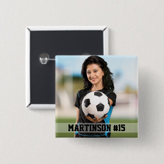 Bóton Quadrado 5.08cm Seu futebol personalizado de fotos ou seu esporte