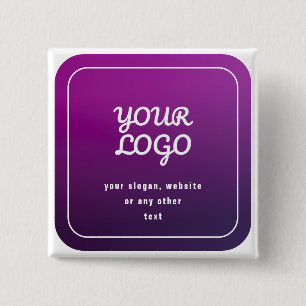 Bóton Quadrado 5.08cm Seu Logotipo & Estilo Ombre Roxo Claro ao Escuro