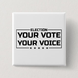 Bóton Quadrado 5.08cm Seu voto é preto