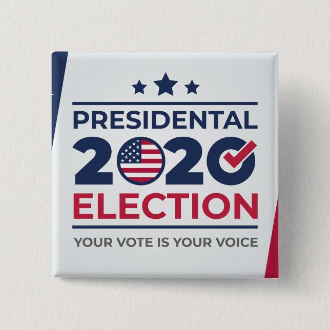 Bóton Quadrado 5.08cm Seu voto é sua voz (Frente)