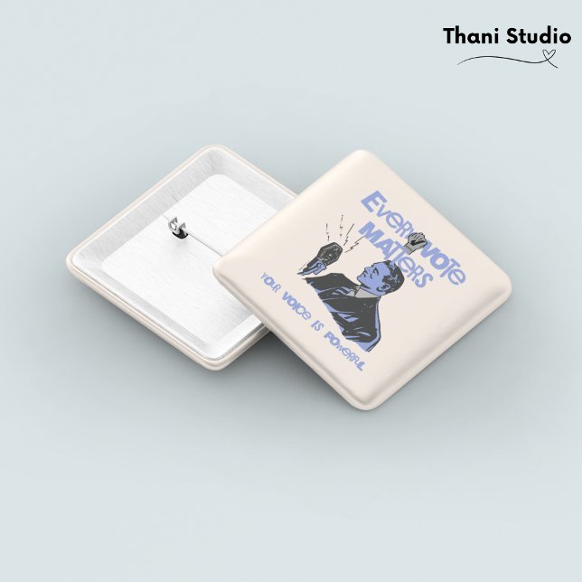 Bóton Quadrado 5.08cm Seu Voto Importa Eleição Azul Político Impresso (Criador carregado)