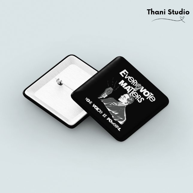 Bóton Quadrado 5.08cm Seu Voto Importa Eleição Branco Político Impresso (Criador carregado)