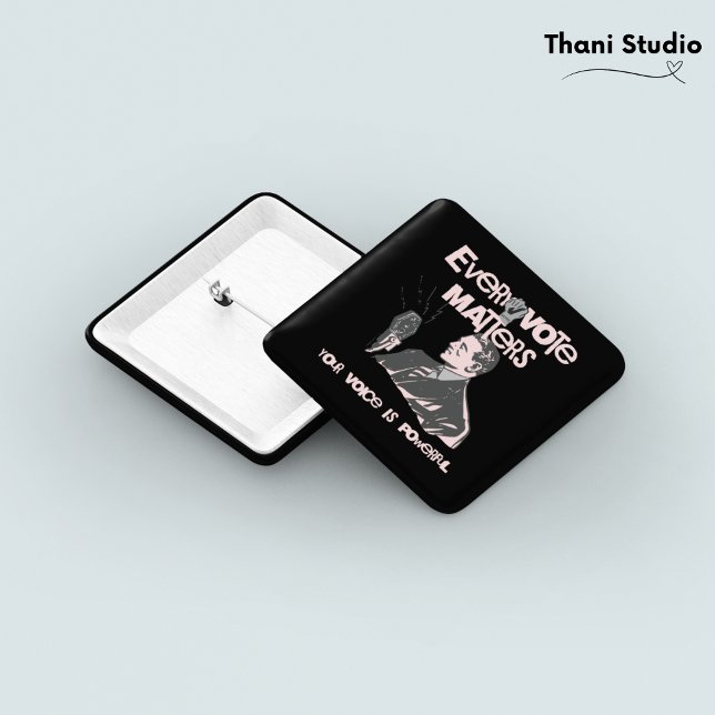 Bóton Quadrado 5.08cm Seu Voto Importa Eleição Rosa Política Impresso (Criador carregado)