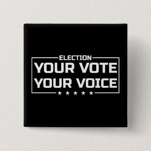 Bóton Quadrado 5.08cm Seu voto Voce Branco