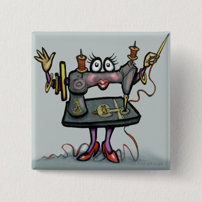 Bóton Quadrado 5.08cm Sewing (Frente)