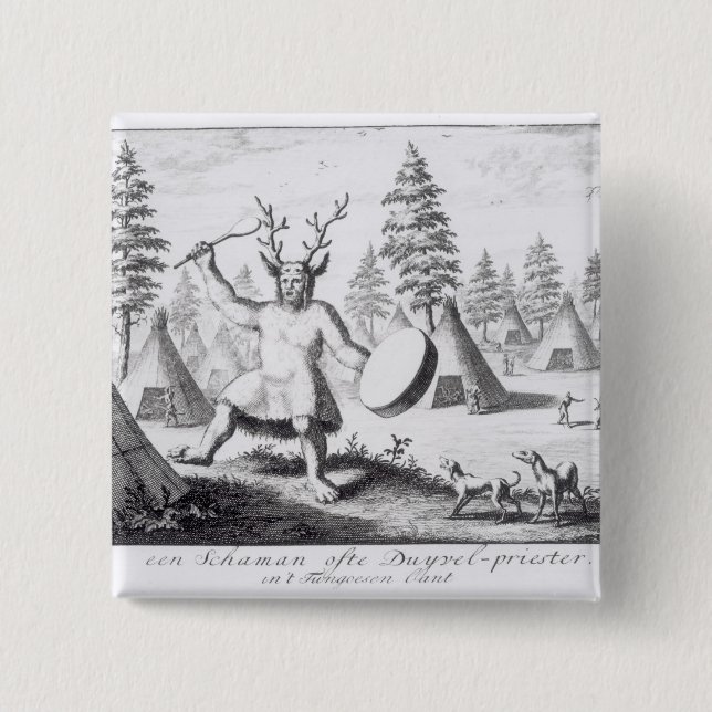 Bóton Quadrado 5.08cm Shaman do nativo americano (Frente)