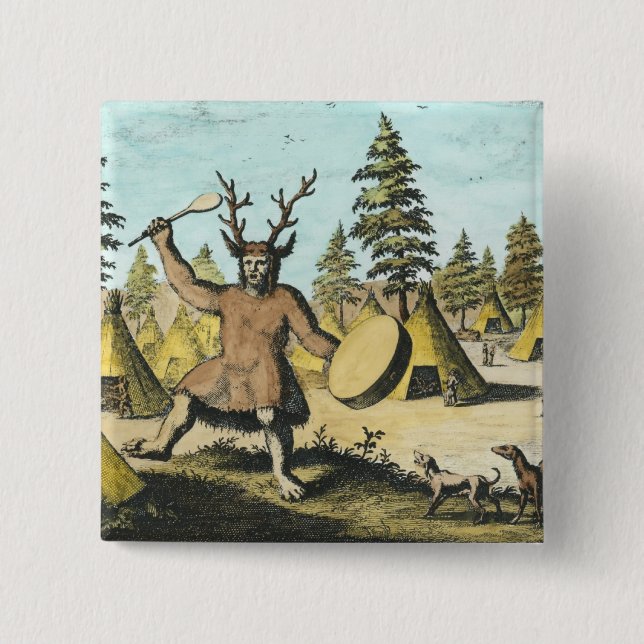 Bóton Quadrado 5.08cm Shaman do nativo americano (Frente)