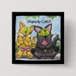 Bóton Quadrado 5.08cm Sharedy Cats - Bobo e Tig