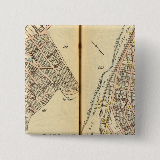 Bóton Quadrado 5.08cm Sherman Park, Nova York (Frente)