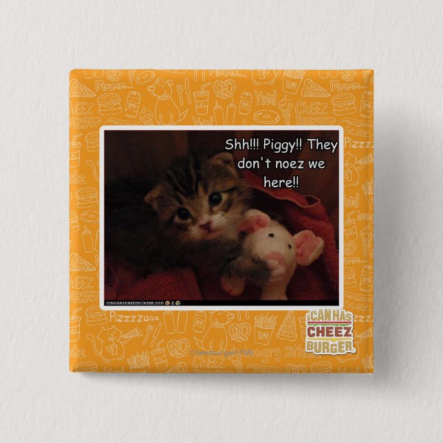 Bóton Quadrado 5.08cm Shh!!! Leitão!! (Frente)