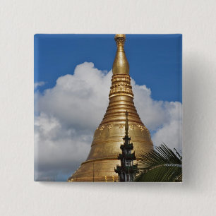 Bóton Quadrado 5.08cm Shwedagon Pagoda, Rangum, Mianmar