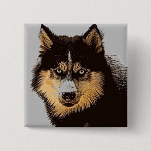 Bóton Quadrado 5.08cm Siberian Husky