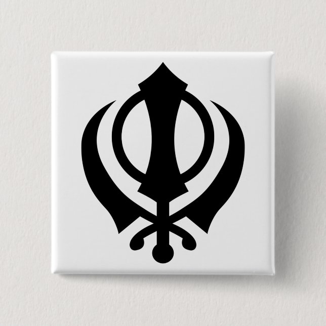 Bóton Quadrado 5.08cm Sikh Khanda (Frente)