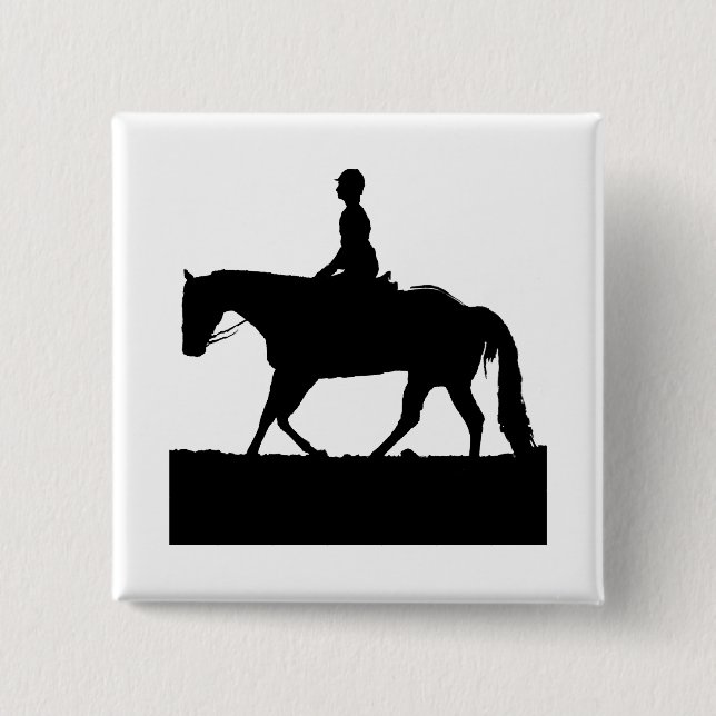 Bóton Quadrado 5.08cm Silhouette de Cavalo (Frente)
