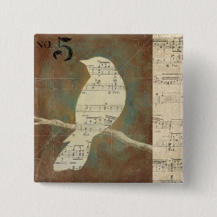 Bóton Quadrado 5.08cm Silhueta de um pássaro