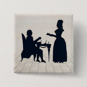 Bóton Quadrado 5.08cm Silhuetas do Monsieur e da senhora Roland