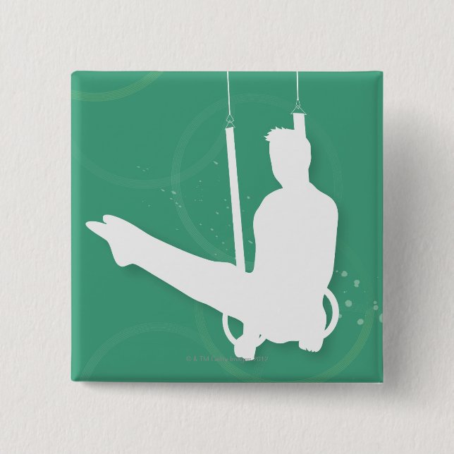 Bóton Quadrado 5.08cm Silhuette de um homem tocando ginástica (Frente)
