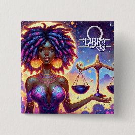 Bóton Quadrado 5.08cm Símbolo astrológico do horóscopo Libra Zodiac