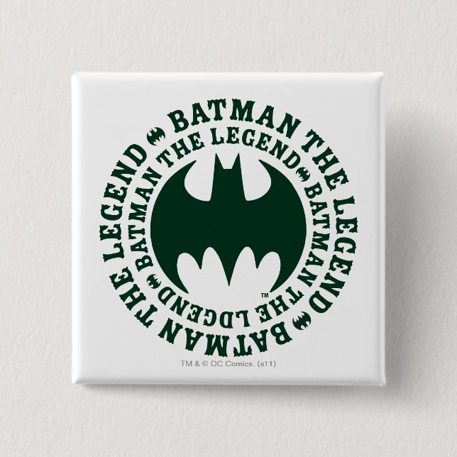 Bóton Quadrado 5.08cm Símbolo Batman | Logotipo da legenda (Frente)