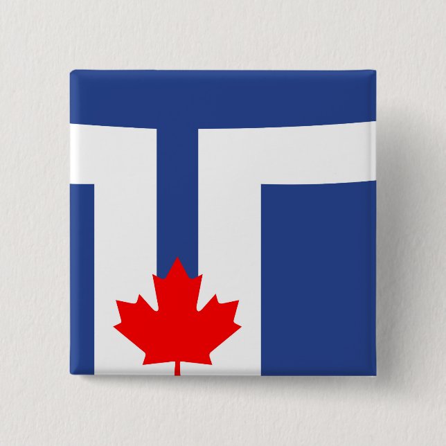 Bóton Quadrado 5.08cm Símbolo canadense de bandeira de Toronto (Frente)