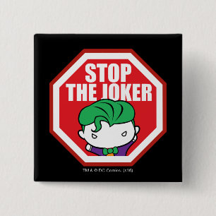 Bóton Quadrado 5.08cm Símbolo Chibi "Stop The Joker"