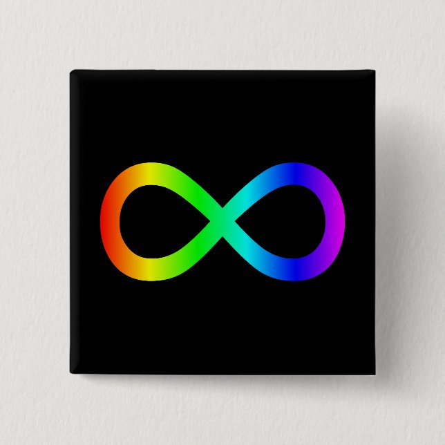 Bóton Quadrado 5.08cm Símbolo de Infinito Arco-íris (Frente)