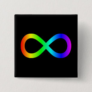 Bóton Quadrado 5.08cm Símbolo de Infinito Arco-íris