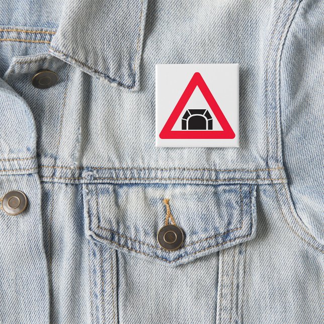 Bóton Quadrado 5.08cm Símbolo de Sinal de Estrada do Túnel (Criador carregado)