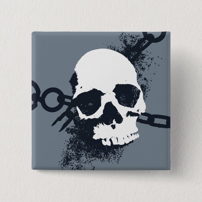 Bóton Quadrado 5.08cm Símbolo do crânio do necromante (Frente)
