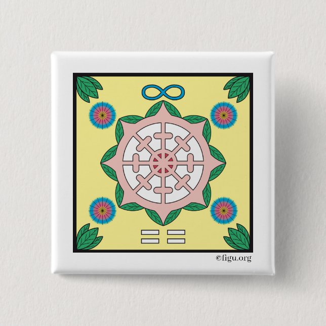 Bóton Quadrado 5.08cm Símbolo Felicidade/Ser Feliz (Frente)