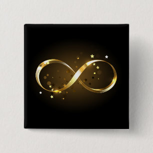Bóton Quadrado 5.08cm Símbolo Infinity do ouro