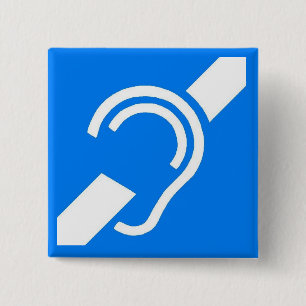 Bóton Quadrado 5.08cm Símbolo internacional para o surdo