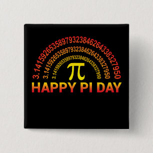 Bóton Quadrado 5.08cm Símbolo Pi Day Feliz e Dígitos