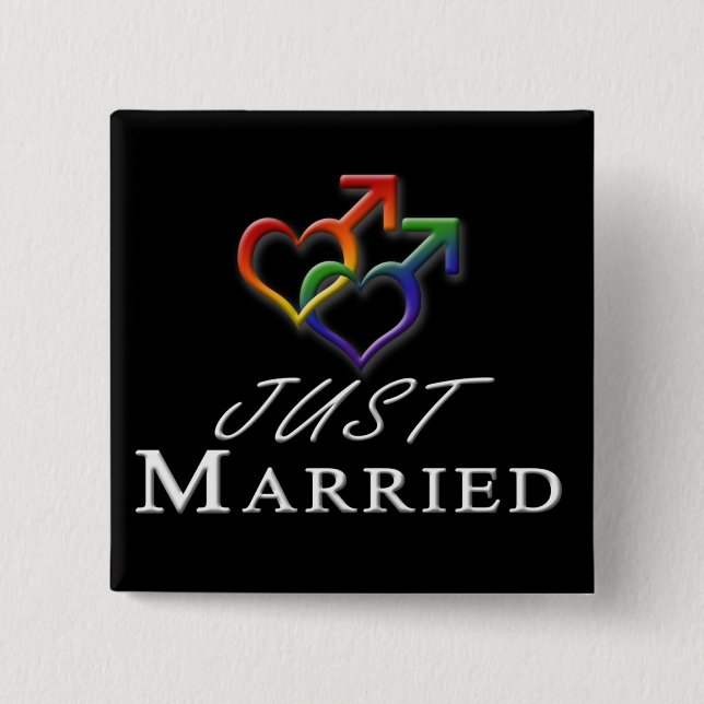 Bóton Quadrado 5.08cm Símbolos de Gênero de Interligação de Orgulho gay  (Frente)