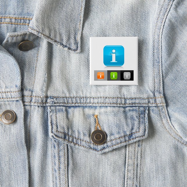 Bóton Quadrado 5.08cm Símbolos modernos de informações brilhantes (Criador carregado)